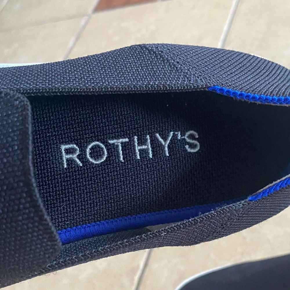 Rothy's Women's Loafers in Black with Blue Trim - Picture 2 of 5